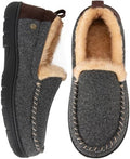 HomeTop Men's Moccasin Slippers Memory Foam Warm Fleece Indoor Outdoor by HomeTop