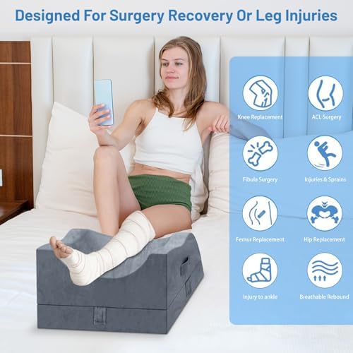 TranquilRelax Leg Elevation Pillow for After Surgery, Wedge Pillow, Grey - Image 5