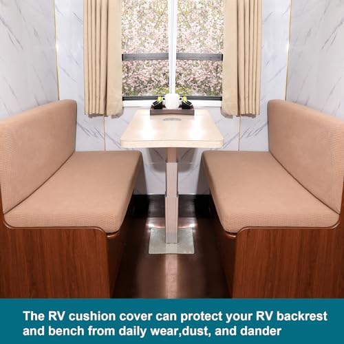 KRFOONN RV Dinette Cushion Covers Stretch Camper Cushions Cover, Brown - Image 6