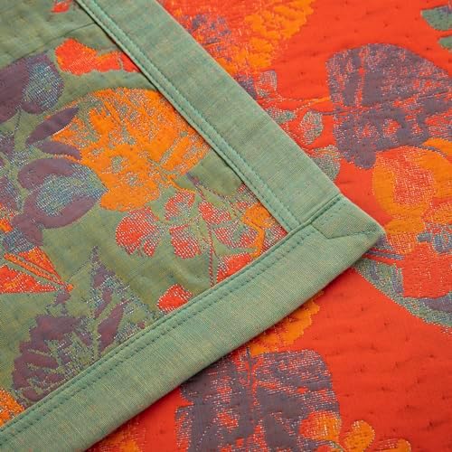 100% Cotton Muslin Blanket Jacquard Ginkgo Leaf Floral Quilt, Soft Bed Cover 3 Layers Lightweight Breathable Gauzy Reversible Bedspread Coverlet Bedding King(98"x94"), No Pillow Sham - Image 6