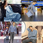 BlueHills Travel Blanket Pillows for Two Airplane Traveling Essentials Flight Throws in Bag case with Backpack Clip Compact Large Plane Accessories – Purple and Grayish Blue - Image 5