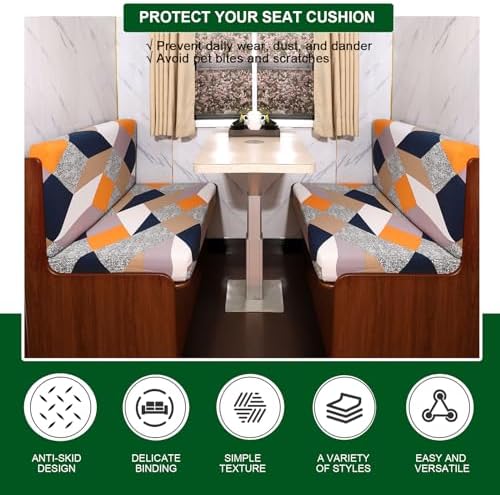 CRFATOP RV Dinette Cushion Covers Soft 4pc Camper Booth Seat Slipcover,05 - Image 5