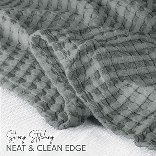 Utopia Bedding 100% Cotton Waffle Blanket King Size Cool Grey, 90x108 Inch - Image 3