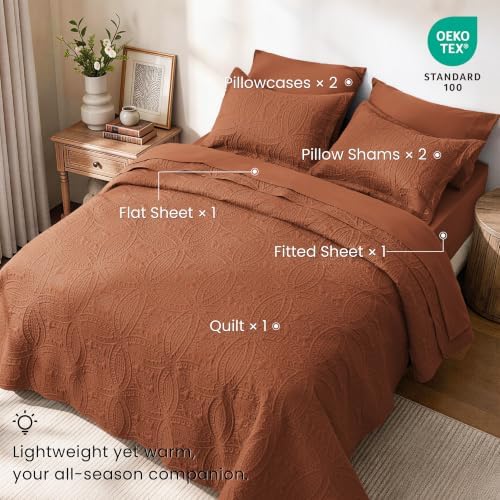 Love's cabin Quilts for Queen Bedspreads, 7 Pieces Bed in a Bag, Umber - Image 2