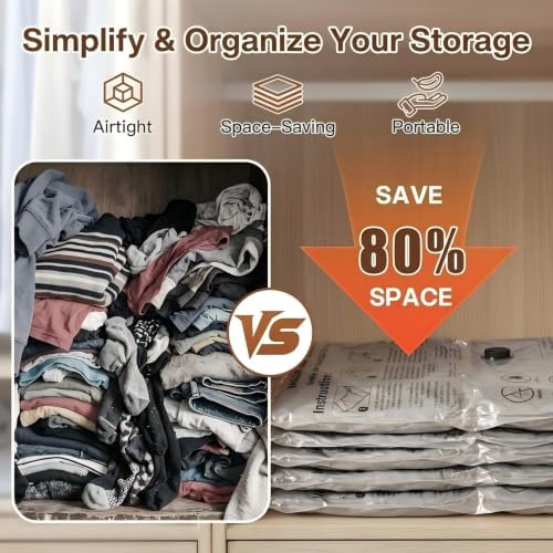 15PC Bag Flat Travel Vacuum Bags with Pump, Vacuum Storage Bags for Clothes - Image 4