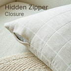 Decorative Chenille Plaid Boho Throw Pillow Covers Beige 22x22 Set of 2 - Image 2
