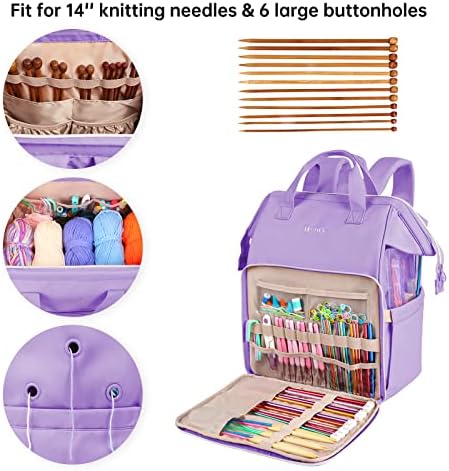 Leudes Crochet Bag Backpack for Yarn Storage Tote Travel Large Knitting Bag - Image 3