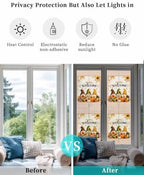 Window Privacy Film Frosted, Thanksgiving Gnomes Reusable Static Cling Window Tints, Fall Orange White Pumpkin Maple Leaf Heat Control Windows Films for Offices, Balcony, 29.5 x 118 Inches - Image 6