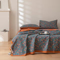 100% Cotton Muslin Blanket Jacquard Floral Ginkgo Leaves Print Quilt, Soft Bed Cover 3 Layers Reversible Bedspread Coverlet Breathable Lightweight Bedding Twin(59"x94"), No Pillow Sham by Purefair