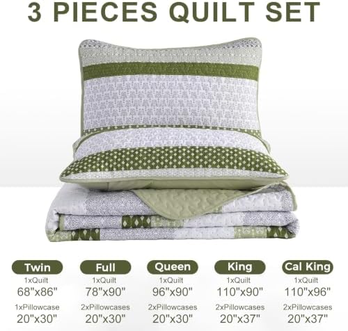WONGS BEDDING Quilt Queen Size Olive Green, Bohemian Stripe Bedspread - Image 6