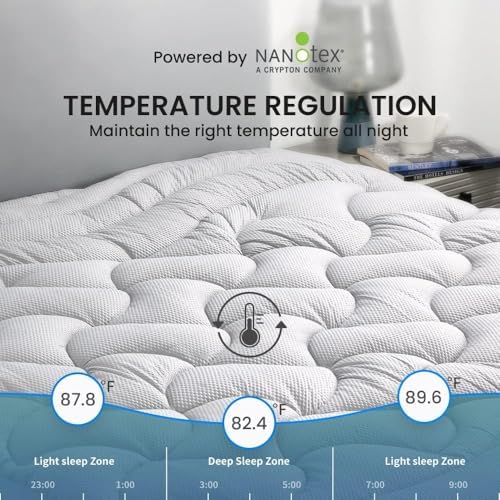 SLEEP ZONE Cooling Queen Mattress Topper for Single Bed, Premium Zoned Quilted Mattress Pad, Fitted Mattress Protector Cover, Machine Wash Durable, Deep Pocket 8-21 inch (Silver Grey, Queen) - Image 2