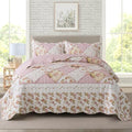 Travan 3-Piece Quilt Set Quilted Bedspread Lightweight Coverlet Set Garden Style Floral Printed Oversized Quilted Bedding Set with Shams for All Season, Exquisite, Queen Size by Travan