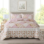 Travan 3-Piece Quilt Set Quilted Bedspread Lightweight Coverlet Set Garden Style Floral Printed Oversized Quilted Bedding Set with Shams for All Season, Exquisite, Queen Size by Travan