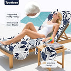Outdoor Chaise Lounge Chair Cushion, 71 x 22 x 4.7 Inches Waterproof Chaise Lounge Cushions Replacement for Outdoor Furniture, Thickened Non-Slip Patio Lounge Chair Cushions, Blue Enchantress - Image 2
