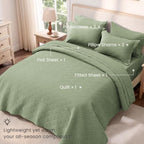 Love's cabin Quilts for Queen Bedspreads, 7 Pieces Bed in a Bag, Sage - Image 2