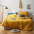 Luxlovery Dark Yellow Comforter Set California King Mustard Bedding Comforter Sets Cal King Men Women Solid Color Blanket Quilts Beathable Soft Cozy Puffy Ginger Bedding Set by Luxlovery