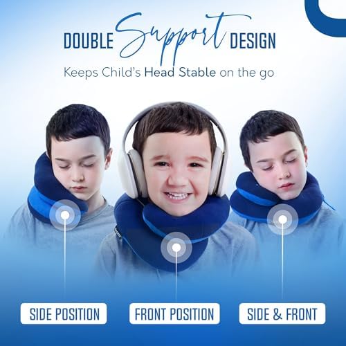 BCOZZY Kids Travel Neck Pillow 2-Pack – Small Pink & Small Light Blue – Patented Wraparound Chin Support for Car & Plane Travel - Image 6