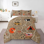 Erosebridal Camping Themed Toddler Bedding Set,RV Camper Comforter Set for Kids Boys Girls Bedroom Decor,Forest Bear Fox Owl Bed Set Travel Trailer Bunk Bedding Comforter Sets,1 Pillowcase by Erosebridal