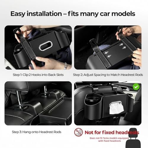 Back Seat Car Organizer, Nappa Leather Seat Organizer with Cup Holders - Image 7