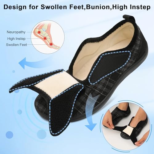 Scurtain Mens House Slippers Comfortable Wide Diabetic Orthopedic Shoes - Image 3