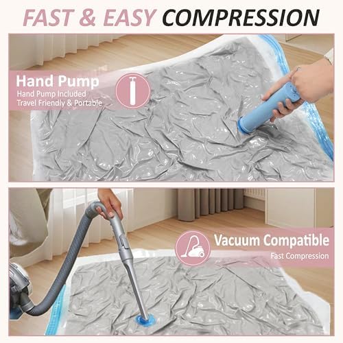 Cozy Essential Vacuum Storage Bags, 80% Compression Vacuum Seal Space Saver Plastic Packaging Bags for Clothes, Blankets, Pillow, Bedding, Comforters, Sealer Clothing Storage,6 XXL Jumbo - Image 5