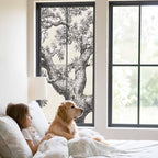Window Privacy Film Frosted, Vintage Botanical Static Cling Door Window Covering, Antique Foliage Tree Rustic UV Blocking Windows Film for Office, Hotel, Bedroom, 29.5 x 78.7 Inches - Image 2