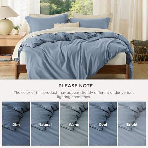 Bedsure Duvet Cover Queen Size, 3Pcs Double Brushed Bedding Set, Dusty Blue - Image 5