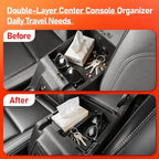 Upgraded Double Layer Center Console Organizer for Ford Bronco 2026 2025 4 Door, Armrest Storage Box with Non-Slip Mat for Bronco Interior Accessories (Not Compatible with Sport/2 Door) - Image 2