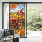 Window Privacy Film Frosted, Orange Fall Pumpkins Non-Adhesive Static Cling Window Tint, Thanksgiving Farmhouse Maple Leaves Insulated Windows Frosted Films for Living Room, 35.4 x 78.7 Inches - Image 2