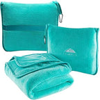 BlueHills Premium Soft Travel Blanket Pillow Value Pack Set of 2 Airplane Flight Blanket Throw in Carry Case, Luggage Belt & Backpack Clip Travel Must Haves for Frequent Flyers, Navy Blue & Teal Green - Image 3