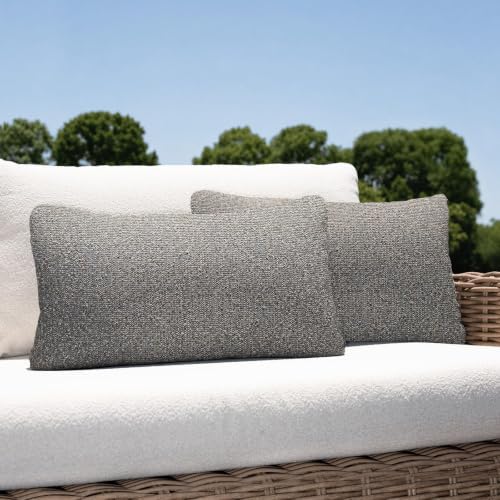 Outdoor Lumbar Pillow Set of 2 with Inserts, Outdoor Throw Pillow Water Resistant for Patio Furniture, 12x20 Inch Outdoor Pillows with Removable Zipper Cover by Varmoza
