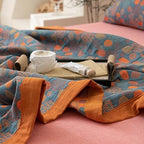 100% Cotton Jacquard Quilt Rustic Floral Leaves Print,Soft Muslin Bed Cover 3 Layers Reversible Bedspread Coverlet Breathable Lightweight Bedding,Full/Queen(78"x94"), No Pillow Sham - Image 6