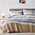 KAKIJUMN Striped Full/Queen Quilt Bedding Set, Soft Bedspread, Warm Tan by JOINKAKIJUMNSTARTNEWLIFE