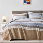 KAKIJUMN Striped Full/Queen Quilt Bedding Set, Soft Bedspread, Warm Tan by JOINKAKIJUMNSTARTNEWLIFE