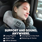 Bluetooth Music Semicircular Neck Pillow Wireless Bluetooth Speaker Suitable Airplane,Bus,Train,Car,Office,and Outdoor Camping for Sleeping, Resting The Best Travel Essentials. (Light Gray) - Image 3