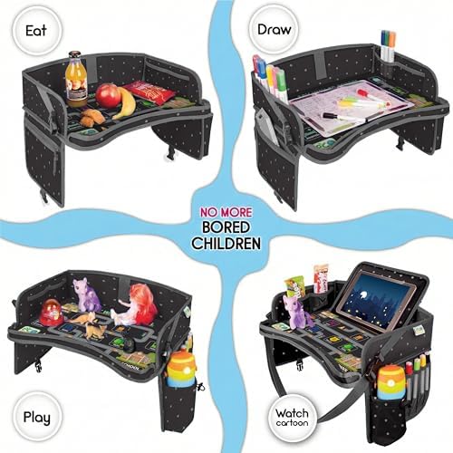 ECOFANTASY Kids Car Seat Travel Tray, Car Table & Lap Desk – Stars - Image 4