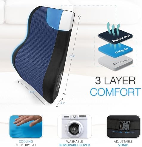 Brookstone BK1172 - Luxurious Back Support Pillow for Office Chairs and Cars, Lumbar Cushion with Premium Grade Memory Foam with Cooling Gel, Soft Plush Cover - Image 5