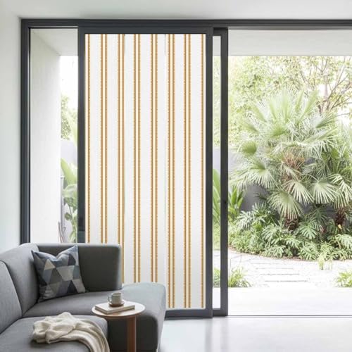 Window Privacy Film Frosted, Yellow Stripes Non-Adhesive Static Cling Window Tint, Modern Minimalist Vertical Lines Insulated Windows Frosted Films for Living Room, 35.4 x 78.7 Inches - Image 2