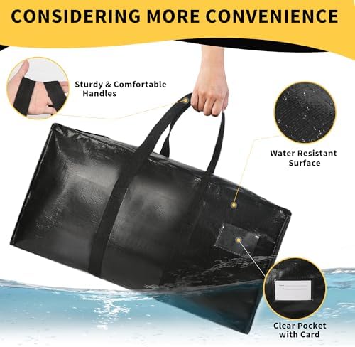 Heavy Duty Extra Large Moving Bags,69 Gallon Jumbo Packing Bags,Huge Moving Storage Bags with Strong Zippers & Carrying Handles,Reusable Big Moving Storage Bags for College Dorm Travel 2Pack - Image 5
