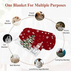 Christmas Snowman Throw Blanket, Winter Xmas Trees Fluffy Soft Blankets for Couch Bed Travel, Snowflakes Red Plush Microfiber Striped Flannel Blankets, Lightweight Sofa Blankets 40"x60" - Image 7