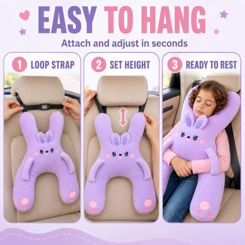 Kids Car Travel Pillow 22 Inch H Shaped Support Cushion for Road Trips - Image 6