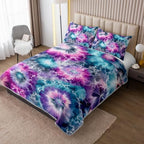 HOSIMA Colorful Tie-Dye Abstract Hippie Quilt Queen with 2 Pillowcases. - Image 2