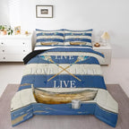 Erosebridal Lake House Decor Bedding Set For The Home King Size Rustic Farmhouse Cabin Lodge Comforter Gift Lover,Lake Paddle Boat Quilt Duvet Love Life Camper 2 Pillow Cases, Multi 56 by Erosebridal
