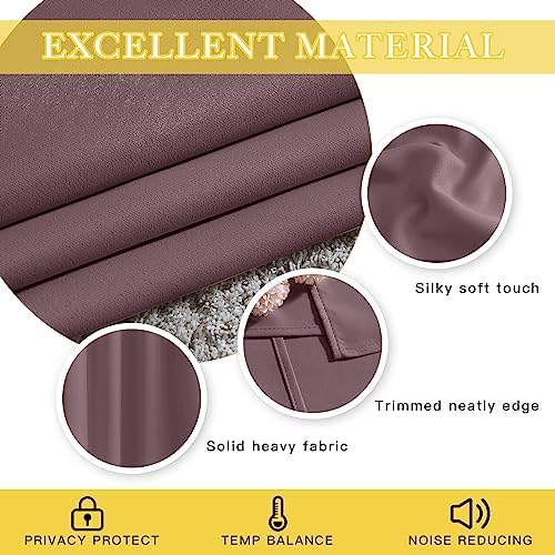 NICETOWN Wide Curtain 84 inch Length for Living Room, Grommet Thermal Insulated Blackout Room Divider Curtain Sound Proof Light Blocking for Patio/French Door (Dry Rose, 1 Panel, W80 x L84) - Image 4