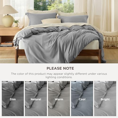 Bedsure Oversized King Duvet Cover, Soft Double Brushed Bedding Set, Grey - Image 5