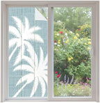 Window Privacy Film Frosted, Blue Grey Tropical Tree Non-Adhesive Static Cling Window Tint, Summer Coastal Palm Trees Insulated Windows Frosted Films for Living Room, 35.4 x 78.7 Inches by Unknown