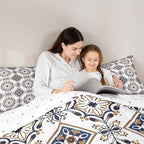 Erosebridal Mexican Talavera Tile Toddler Bedding Set,Mexico Style Tiles Comforter Set for Kids,Retro Vintage Floral Duvet Insert,Ethnic Geometric Bedroom Decor with 1 Pillowcase - Image 6