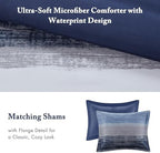 Madison Park Essentials Twin Comforter Set, Bed in a Bag, Watercolor Print Coastal Comforter & Chambray Cotton Sheet Set, All Season Bedding Set, Saben, Navy Twin (68 in x 86 in) 7 Piece - Image 4
