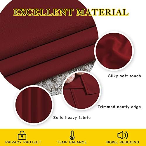 NICETOWN Blackout Doorway Curtains 80 inches Long 2 Panels Set, Grommet Thermal Window Treatments Light & Sound Blocking Drapes for Living Room, Burgundy Red, W46 x L80 - Image 4