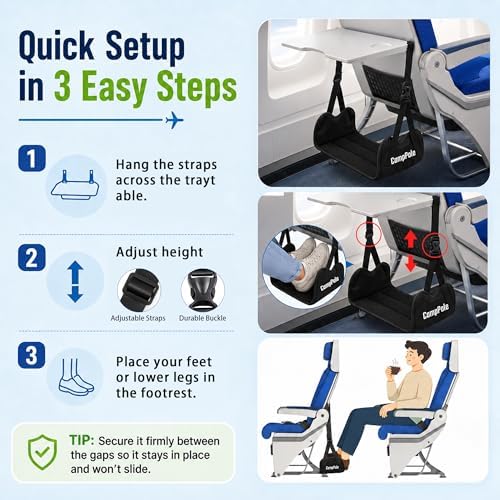 4 Pack Airplane Foot Hammock–Leg Pressure Relief Footrest - Image 3
